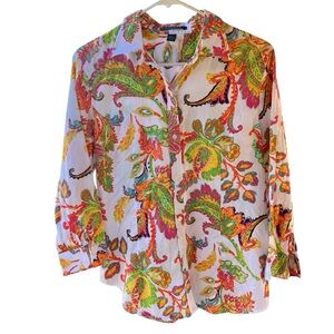 Lauren Ralph Lauren Blouse Large Floral Paisley Women’s Button Down